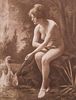 Arts & Crafts Tonalist Nude & Swan c1910