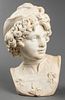 Carved Marble Portrait Bust Of A Young Man
