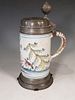 Continental Faience Pewter Mounted Tankard, Early