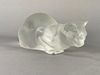 Lalique Molded and Frosted Glass Crouching Cat
