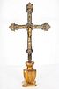 Cruz procesional en cobre dorado y cincelado con alma de madera. Gótico, siglo XV.