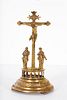Escuela española del siglo XVII. "Calvario". Grupo en bronce con Cristo crucificado.