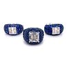 18K Diamond Sapphire Set: Earrings & Ring