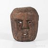 Timor Mask, early 20th century, large wood mask with cutout eyes and mouth, two holes pierced for wearing, ht. 11 1/2, wd. 10 in.
