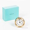 Boxed Tiffany & Co. Brass Alarm Clock.