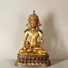 A Gem Inlaid Gild Bronze Statue of Samantabhadra Bodhisattva