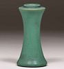Teco Pottery Matte Green Corseted Vase c1910
