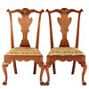 Pair of Federal Walnut Queen Anne Side Chairs
