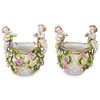 (2Pc) German Porcelain Floral & Cherub Vases
