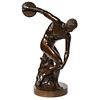 The Discobolus of Myron, Exceptional Italian Bronze Sculpture of Discus Thrower1970