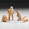 Eskimo Carved Walrus Ivory Figures 