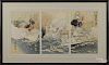 Japanese woodblock triptych, early 20th c., of