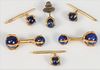 Tiffany & Company Six Piece Gold and Lapis Tuxedo Set
claw and ball design, to include two 18 Karat and lapis cufflinks
three 14 karat shirt studs, an