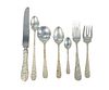 108 Piece Stieff Sterling Silver Repousse Flatware Set
to include 6 iced tea spoons, 10 soup spoons, 18 teaspoons, 12 demitasse spoons, 9 salad forks,