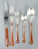 Forty Piece Christofle Talisman Pattern Silver Plated and Enameled Flatware Set
to include 8 dinner forks, 8 luncheon forks, 8 tablespoons, 8 teaspoon