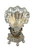 Ottoman Turkish Silver Spoon Warmer
floral form with appliques flowers and paired gilt birds on hexagon base
touch marked on base and vase top
height 