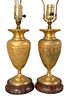 Pair of Barbedienne Bronze Urns
both having flared rim, set classical figures dancing, marked Barbedienne set on rouge marble base, made into a table 