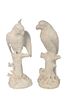 Pair of German Porcelain Parrots
sitting on tree stumps, Blanc de Chine with blue crossed swords, mark on bottom, impressed 'A' possibly Meissen
heigh