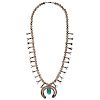 Navajo Silver and Turquoise Squash Blossom Necklace from a Minnesota Collection 