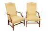 Pair Margolis Federal Style Mahogany Upholstered Chairs
with open arms, and legs with icicle inlays
height 44 1/2 inches
Catalog note: Sold by Nadeau'