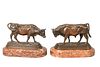 A Pair of Isidore Jules Bonheur (1827 - 1901)
two small figures of a bull on marble bases
both signed I. Bonheur
total height 4 inches, length 6 inche