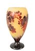 Galle Cameo Art Glass Vase
having finely detailed cameo cut roses with leaves, in studies of red with yellow ground
marked Galle on the side with grou