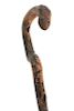 Carved Wood Serpent Cane 