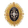 Antique Victorian 18K Gold Diamond Pearl Locket  Brooch Pendant