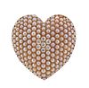 Antique 14k Gold Seed Pearl Diamond Heart Brooch Pin