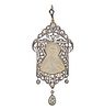 Art Deco 18k Gold Silver Mother of Pearl Diamond St. Mary Pendant 