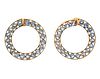 Continental 18k Gold Aquamarine Circle Earrings 