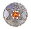 Antique Scottish Agate Silver Citrine Brooch Pin 