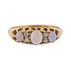 Antique English 18k Gold Opal Diamond Ring 