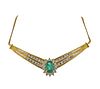 14K Gold Diamond Emerald Necklace 