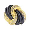 Italian 18K Gold Diamond Onyx Ring