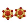 18k Gold Coral Large Earrings 