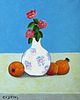 Giuseppe Cesetti (Tuscania 1902-Tuscania 1990)  - Still life and vase with roses, 1987