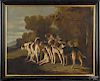 English oil on canvas of hunting hounds, late 19