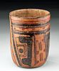 Maya Polychrome Cylinder Vessel w/ Glyphs