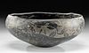 Rare Aguada Incised Pottery Bowl w/ Serpents