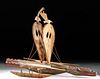 20th C. Papua New Guinea Wood Canoe Model - Crocodile