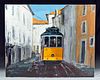 Signed French Painting Le Tram de Lisbonne G. Mortier