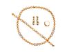 Cartier France 18k Gold Diamond Link Necklace Earrings Bracelet Ring Set  
