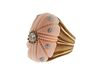 Exquisite Buccellati Carved Coral Diamond Gold Ring
