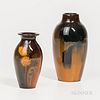Two Rookwood Pottery Standard Glaze Vases, Cincinnati, Ohio, 1898 and 1903, glazed earthenware, Elizabeth Lincoln dandelion and Sally E