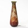 Gallé Monumental Cameo Art Glass Vase, Nancy, France, c. 1910, red cut to green and violet, marked "Gallé," ht. 19 3/4 in.Note: Émile G