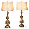 James Mont (Turkish/American, 1904-1978) Pair of Brass Table Lamps, United States, mid-20th century, Asian-inspired vasiform elements d