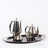 Four-piece Reed & Barton Diamond Pattern Sterling Silver Tea and Coffee Service, Massachusetts, mid-to late-20th century, coffee pot, h