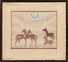 American School, 20th Century Horses. Unsigned, titled, identified, and dated "Horses - Clarence Anthenez (9)/Santa Clare Pueblo. 1939.