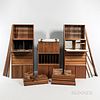 Poul Cadovius (Danish, 1911-2011) System CADO Wall Furniture, Denmark, c. 1960, teak, two bar cabinets, one drop-door cabinet, three la